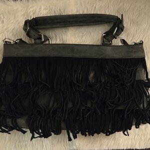 Elle Black Fringe Handbag